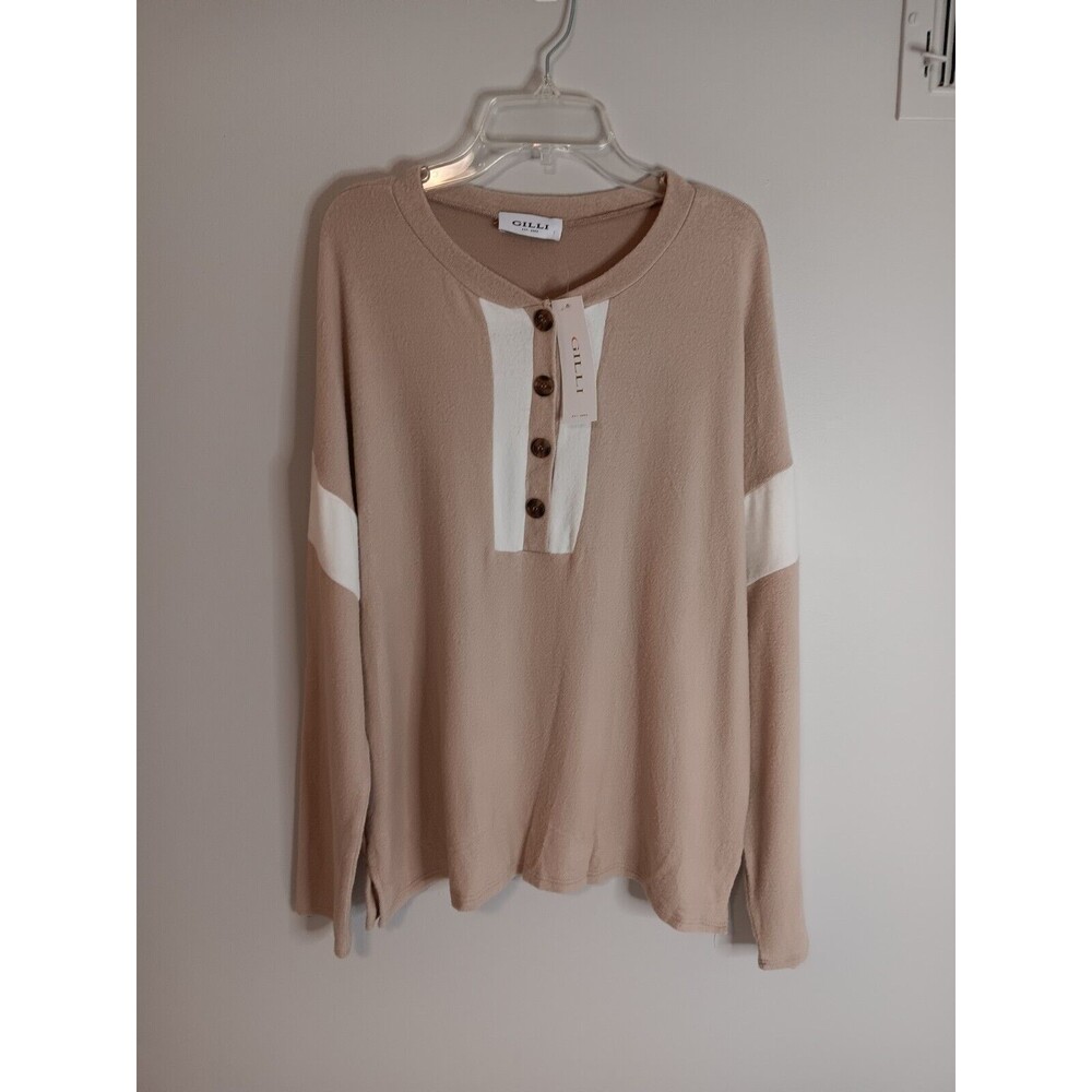 Gilli Haley Top Pullover Long Sleeve Beige  Sz Medium New